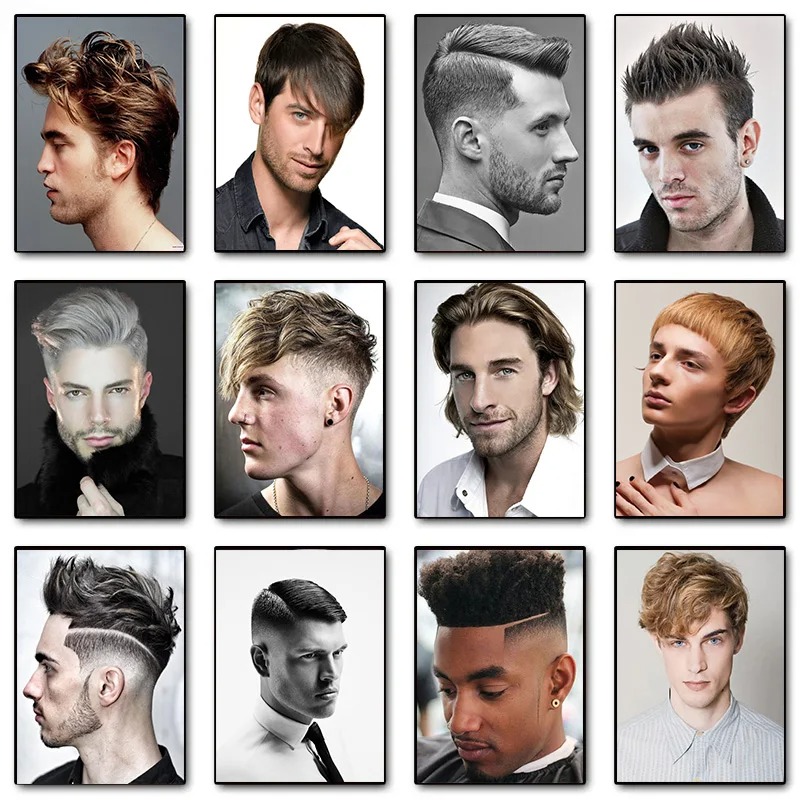Men Fashion Hair Style - Fashion Man Hairstyle Model Hairdressing Poster