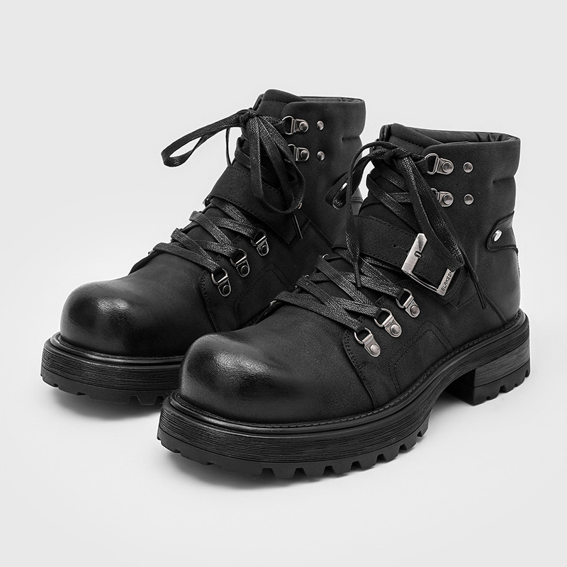 Men'S Fashion Brand - Brand Men Leather Boots Motorcycle Snow