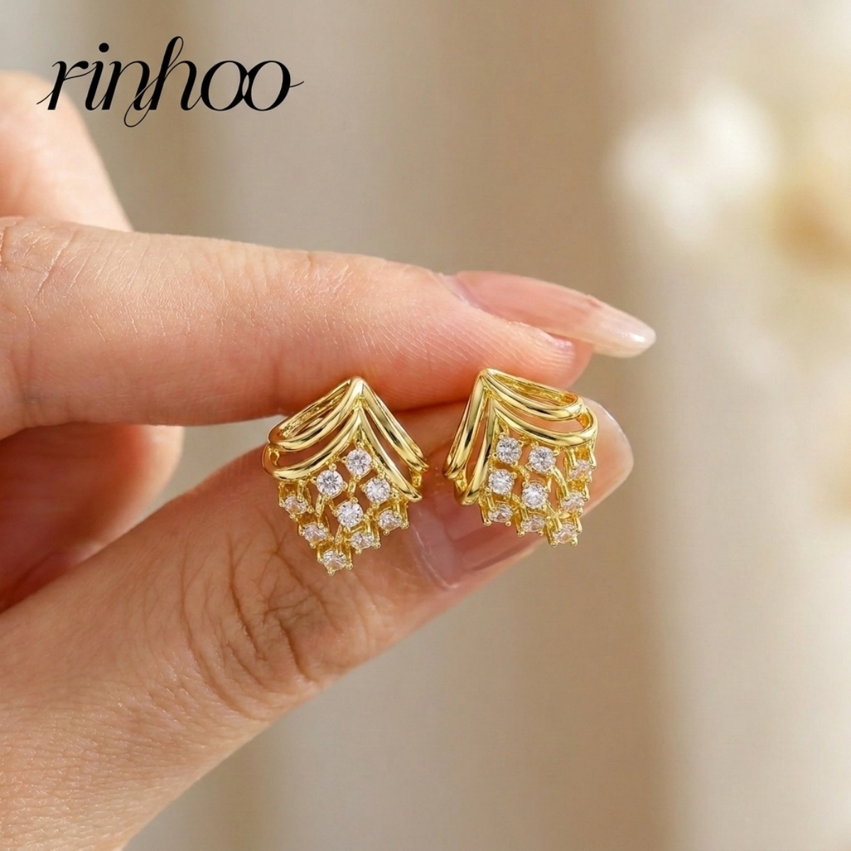 Men'S Fashion Aesthetics - Rinhoo Sparkling Cubic Zircon Hollow Rhombus