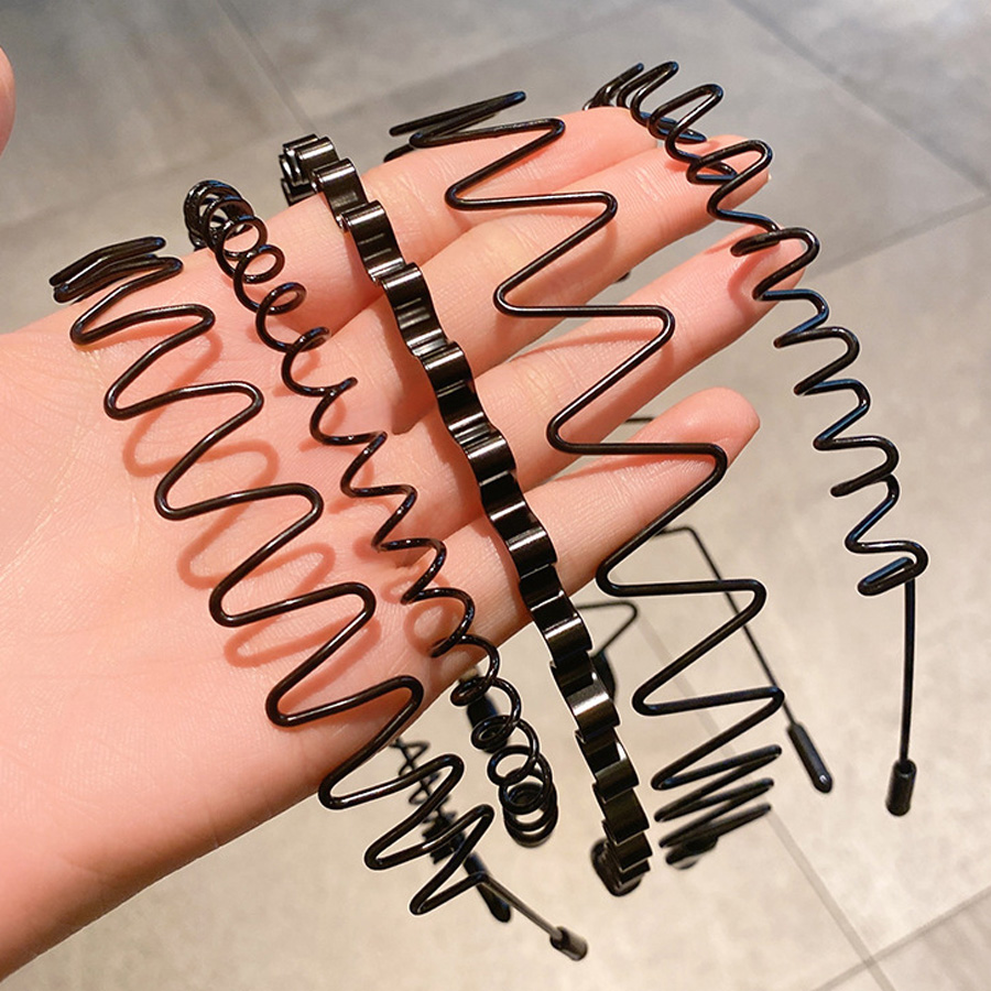 Men Fashion Hair Style - 2-5Pcs Wavy Hairband Spring Hair Hoop