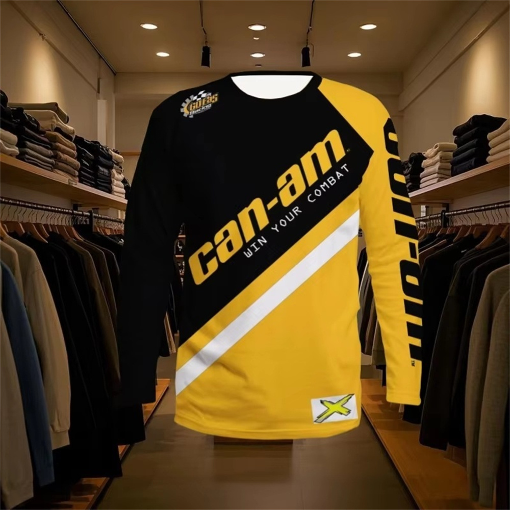 Mens Fashion Style - Motorcycle Racing Long Sleeve Round Neck