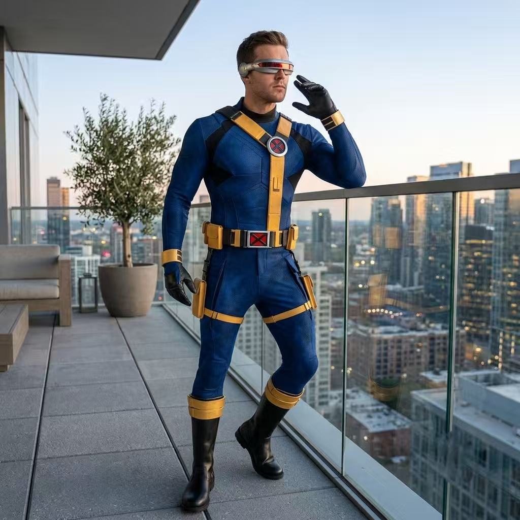Mens Fashion Jumpsuit - Scott Summers Cosplay Costume Halloween Carnival