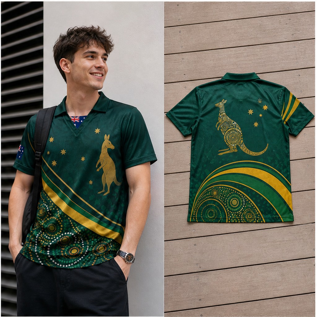 Mens Fashion Australia - Mens Australia Kangaroo Star Stripe Semi