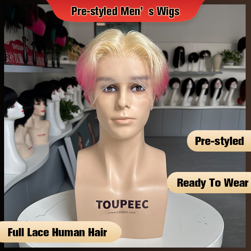 Men Fashion Hair Style - Pre-styled Men Full Lace Human Hair