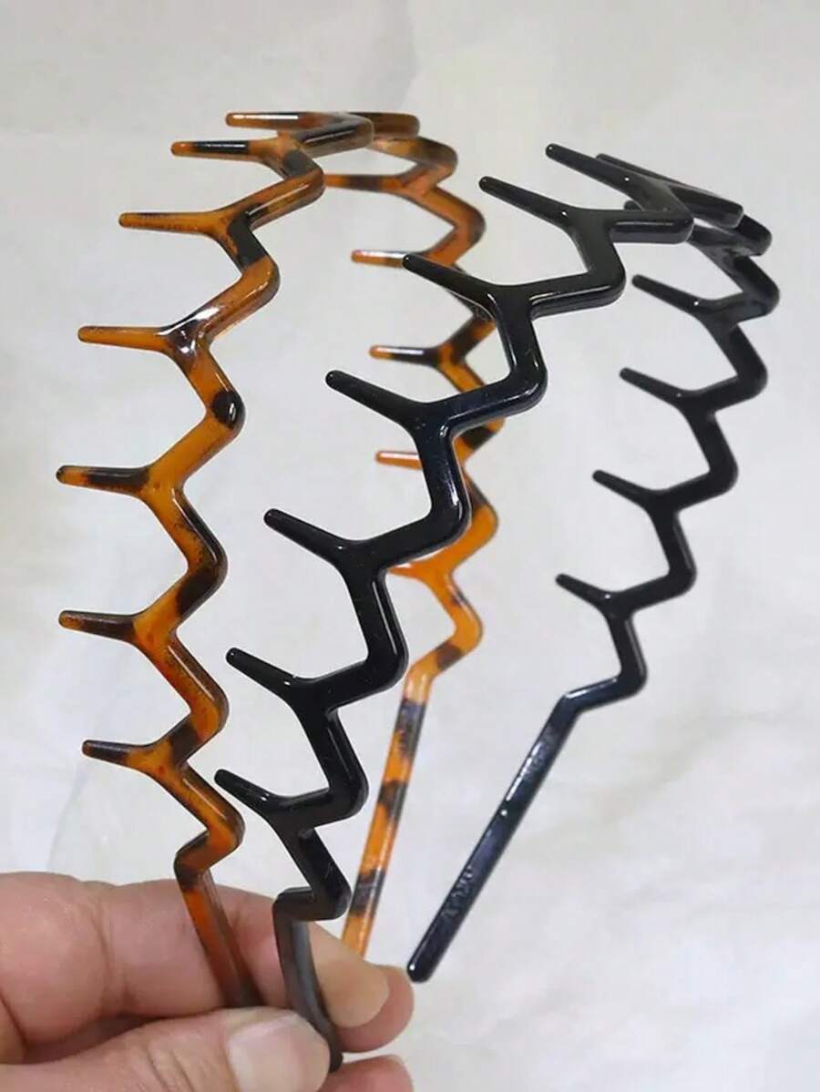 4pcs Black Wavy Toothed Headba - đánh giá và giá Men Fashion Hair Style
