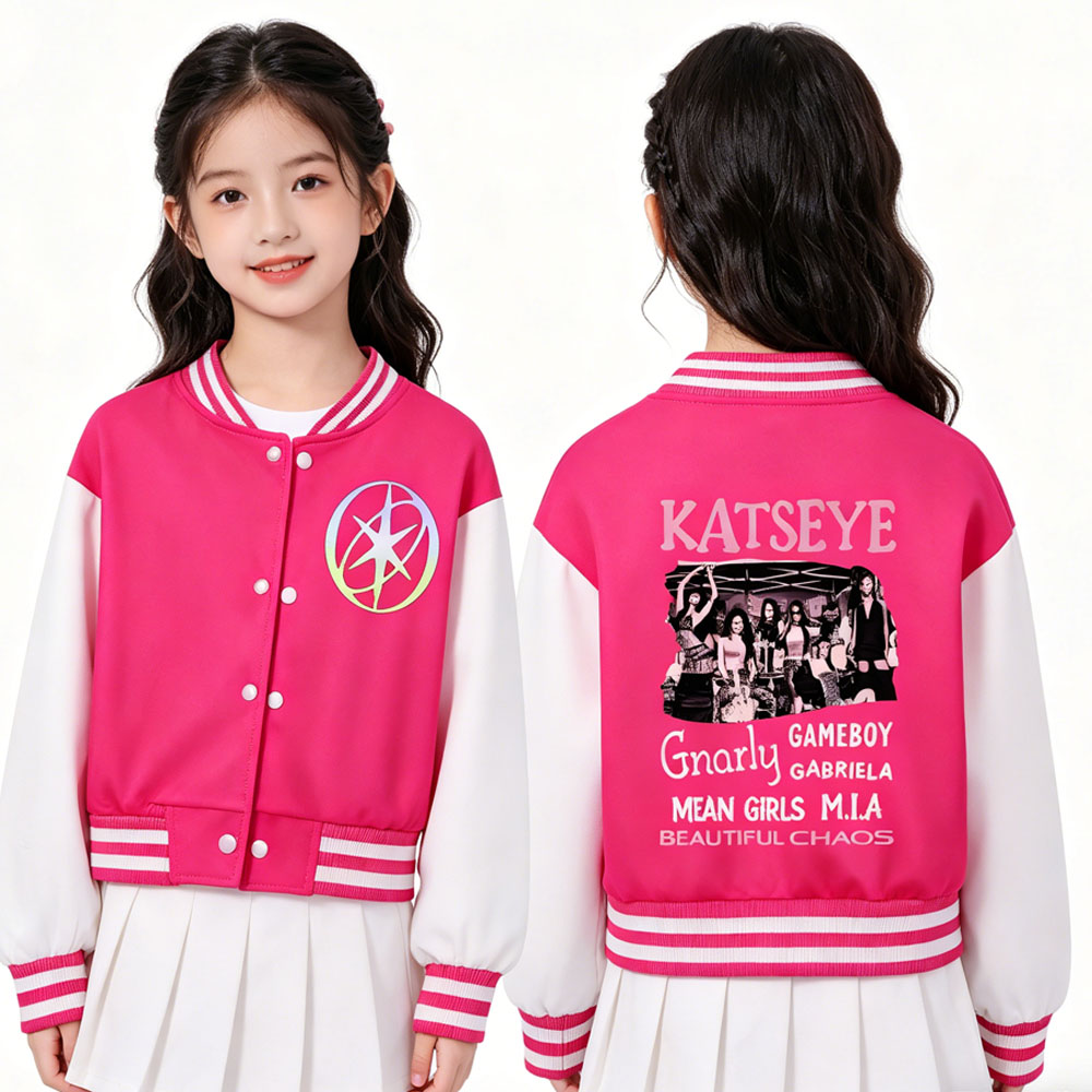 KATSEYE Printing Kids Short Ba - đánh giá và giá Varsity Jacket Letterman