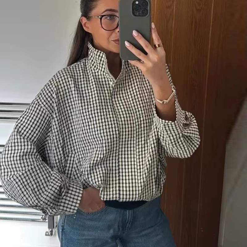 Plaid Bomber Jacket Women Demi - đánh giá và giá Varsity Jacket Letterman