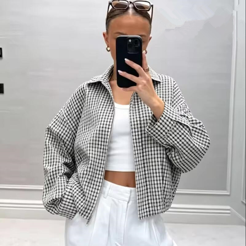 Plaid Bomber Jacket Women Demi - đánh giá và giá Varsity Jacket Letterman