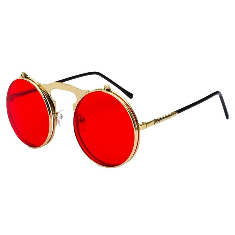 Retro Steampunk Red Round Sung - đánh giá và giá Men'S Fashion Round Glasses