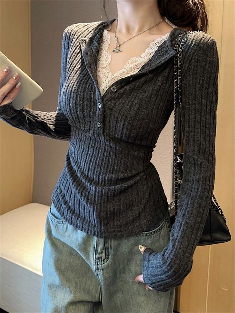 Women's Top Lace Patchwork Lon - đánh giá và giá Men'S Fashion Aesthetics