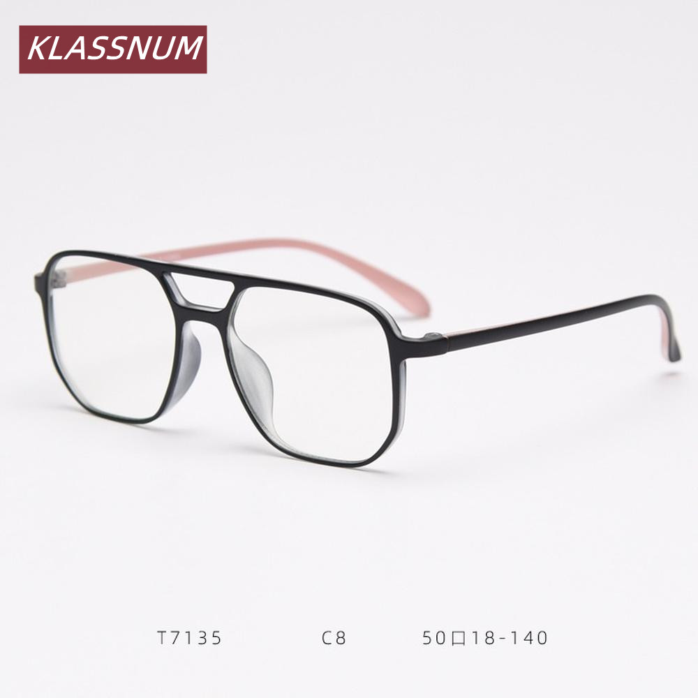 KLASSNUM Double Bridge Square  - đánh giá và giá Men'S Fashion Non Prescription Glasses