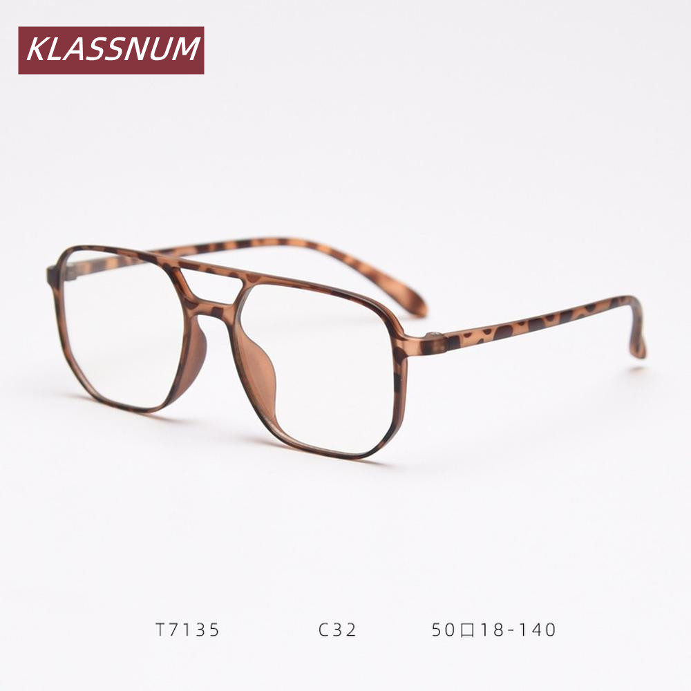 KLASSNUM Double Bridge Square  - đánh giá và giá Men'S Fashion Non Prescription Glasses