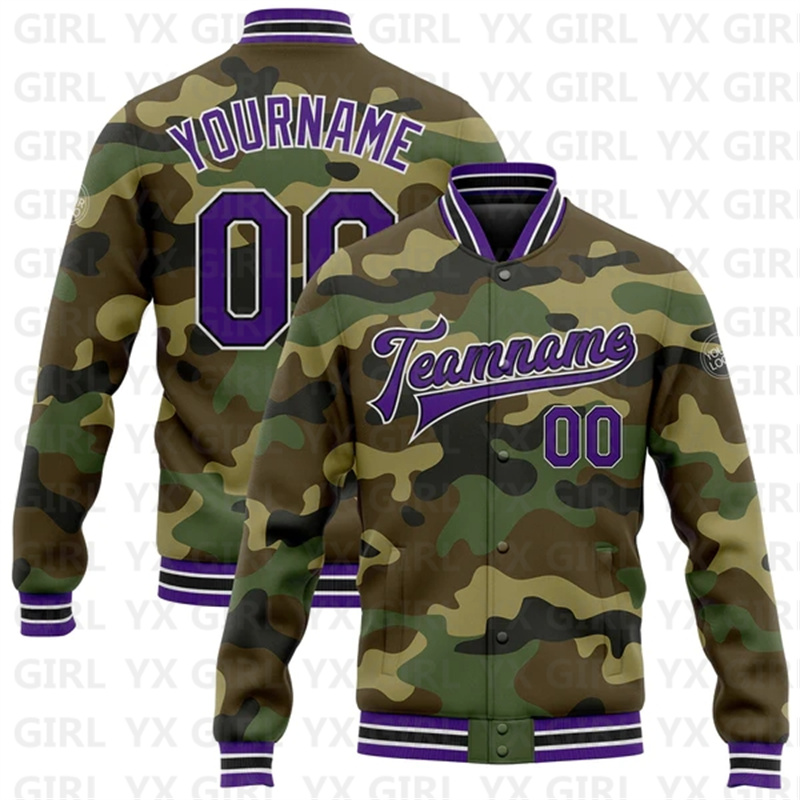 Custom Camo Purple-Gold Full-S - đánh giá và giá Varsity Jacket Letterman