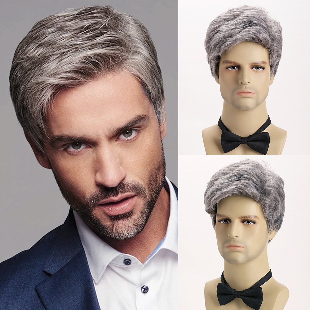 Synthetic Silver Grey Short Wi - đánh giá và giá Men Fashion Hair Style
