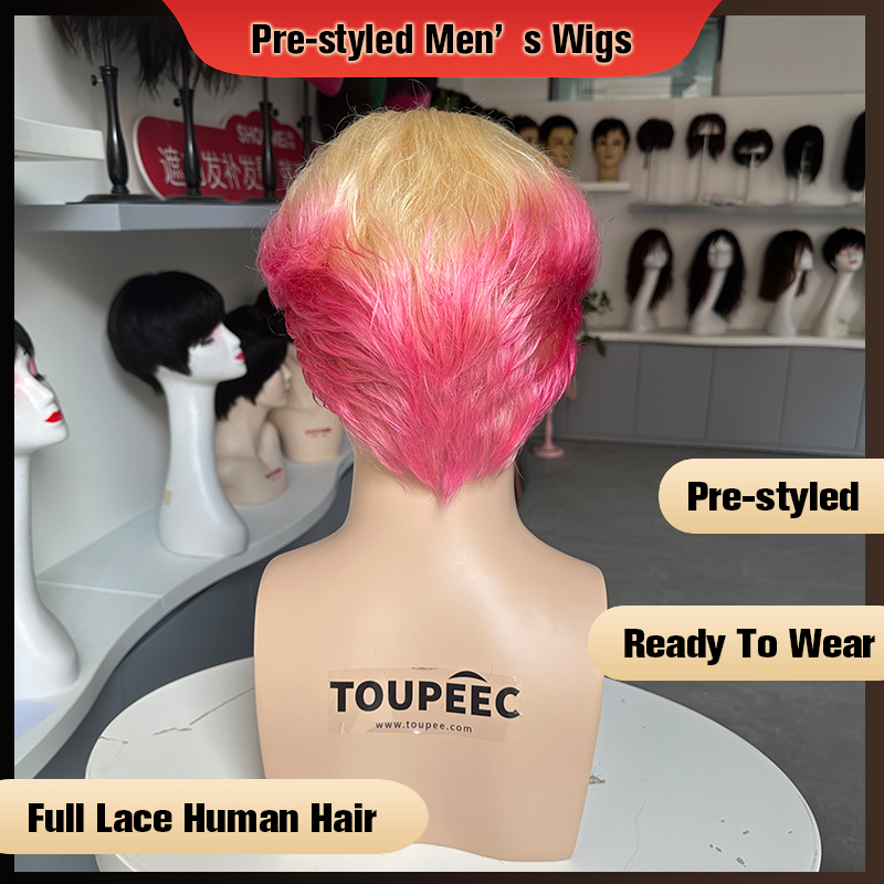 Pre-styled Men Full Lace Human - đánh giá và giá Men Fashion Hair Style