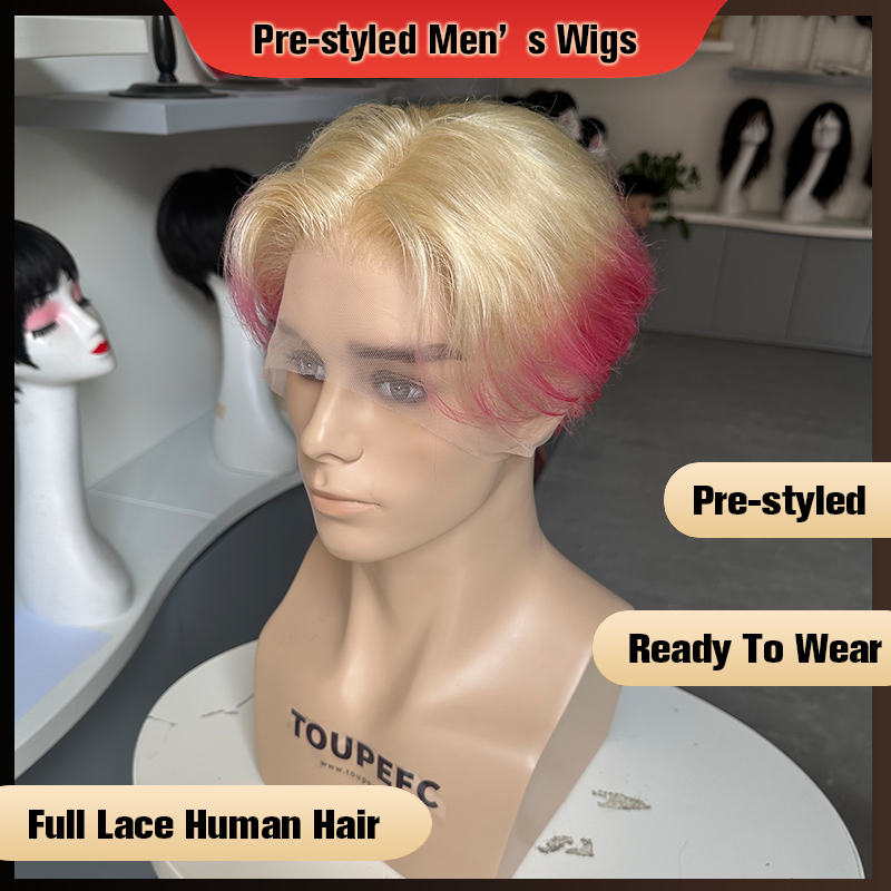 Pre-styled Men Full Lace Human - đánh giá và giá Men Fashion Hair Style