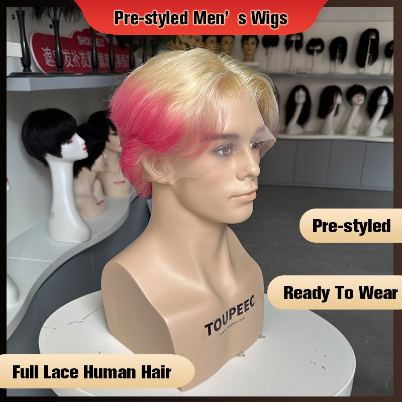 Pre-styled Men Full Lace Human - đánh giá và giá Men Fashion Hair Style
