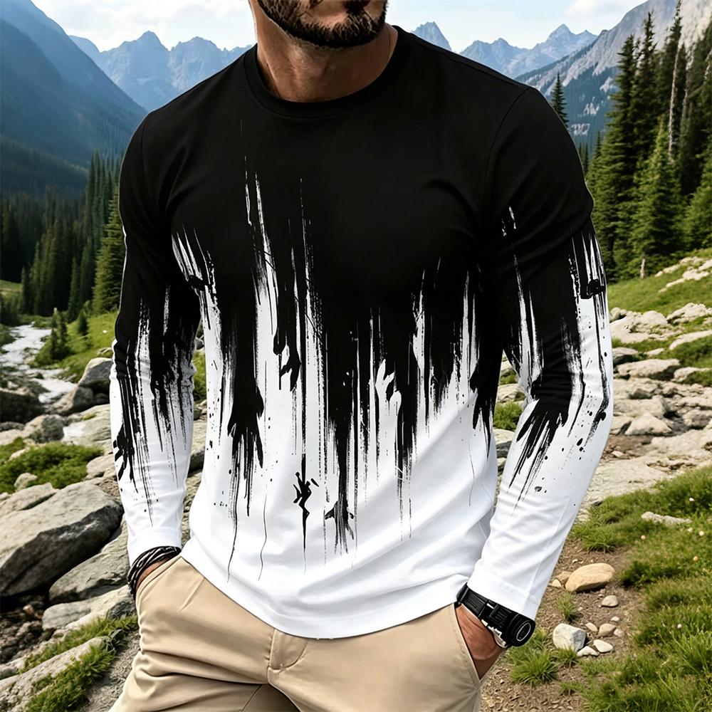 Men's Gradient Ink Splash Long - đánh giá và giá Men'S Tops Fashion